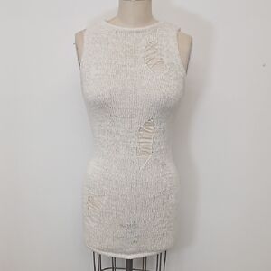 PrettyLittleThing Knit Distressed Bodycon Dress Size Small